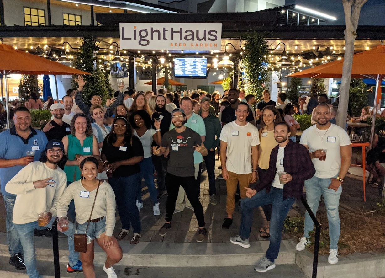 Tampa Devs Community Members in front of LightHaus Beer Garden